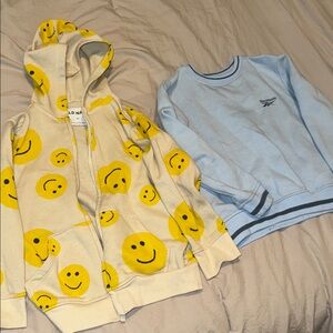 Yellow Smiley Face Hoodie and Light Blue Sweatshirt boys 4T